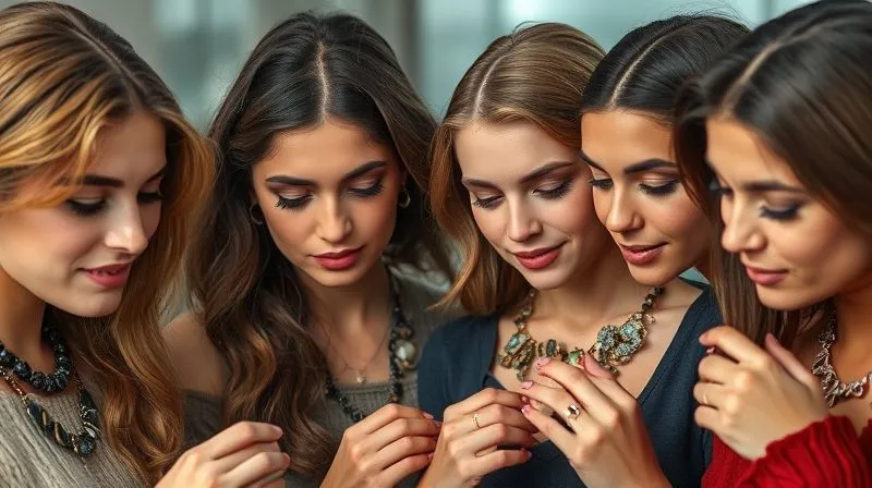 A photorealistic image of a diverse group of people, each subtly expressing different styles (bohemian, minimalist, classic, avant-garde), looking at artisan jewelry with thoughtful expressions. The jewelry is not explicitly visible, but their reactions suggest appreciation for unique design. Cinematic lighting, sharp focus on their faces, depth of field blurring the background, 8K hyper-detailed, professional photography, shot on a high-end DSLR.